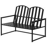 Outsunny Banco de Jardín de 2 Plazas Metal con Respaldo Alto y Reposabrazos para Exterior Parque Patio Terraza Estilo Rústico Carga Máx. 220 kg 108x63x80,5 cm Negro(c-4)