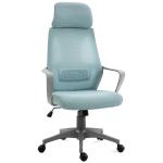 Vinsetto Sillas Oficina Ergonómicas Silla de Escritorio Basculante Ajustable en Altura con Respaldo 5 Ruedas 64x55x116-126cm Azul(c-1)