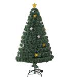 HOMCOM Árbol de Navidad Artificial Árboles de Abeto 180cm con Soporte Decoraciones Navideñas Copos de Estrella Fibra Óptica Brillante LED(c-2)