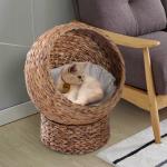 PawHut Cama para Gatos de 3 Niveles con Alfombrillas Extraíbles y Múltiples Entradas Mueble Litera para Gatitos 50x43x74 cm Color Madera Natural(c-1)