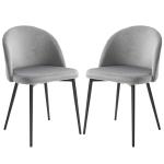 HOMCOM Set de 2 Sillas de Comedor con Asiento y Respaldo Acolchados con Cubierta de Terciopelo Suave y Diseño Moderno Carga 120 kg 49x50x77 cm Gris(c-1)
