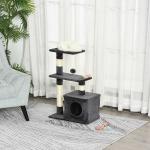 PawHut Árbol Rascador para Gatos Centro de Múltiples Actividades de Mascotas con Postes Sisal Plataformas Caja Bola Colgante Estilo Elegante 50x30x80 cm Gris(c-1)
