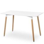 HOMCOM Mesa de Comedor Mesa de Estilo Nórdico Moderno con Patas de Madera de Haya Estructura de Metal 120x60x75 cm Blanco(c-2)