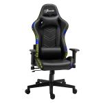 Vinsetto Silla Gaming Ergonómica Silla Gamer Giratoria Reclinable Ajustable en Altura Basculante con Luz LED Reposacabezas y Cojín Lumbar Cuero Sintético 68x68x126-136 cm Negro(c-3)