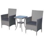 Outsunny Conjunto de Muebles Ratán para Jardín Formado por 1 Mesa y 2 Sillones con Cojines Estructura de Metal y Ratán Negro(c-1)