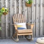 Outsunny Mecedora Rústica de Madera Maciza para Exteriores Sillón Balancín de Terraza o Jardín 88x68x97 cm Color Madera Envejecida(c-2)