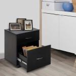 HomCom Cajonera de Oficina y Hogar de Madera Móvil con Ruedas y 2 Cajones - Negro - 41x39x58cm(c-3)