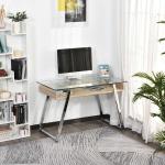 HOMCOM Mesa de Escritorio Mesa para Computadora Portátil Amplio Espacio con Tablero Pequeño Ajustable en Ángulo Barra Adicional 120x55x76cm(c-1)