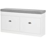 HOMCOM Armario Zapatero para Almacenamiento Banco de Zapatero Organizador con Asiento Estantes Cajón y Cojín Dos Niveles para Entrada y Recibidores Moderno Carga Max 120kg 80x30x43cm Blanco(c-3)