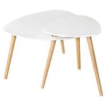 HOMCOM Mesa de Centro Café Mesa Auxiliar de Salón de Forma S con Compartimento Abierto 2 Niveles Diseño Elegante 50x50x50 cm Blanco(c-2)