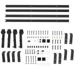 HOMCOM Kit de Accesorios para Puerta Corredera de Granero Riel 200x4x0,6cm para Puerta Corrediza de Metal con Rodillos 12,5x5x34,5cm Acero de Carbono(c-1)