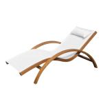 Outsunny Tumbona tipo Hamaca para Jardín Terraza Playa Piscina o Patio 161x72x68cm Color Blanco hecha de Madera Malla y Textilene con Almohadilla(c-2)
