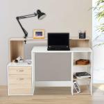 HOMCOM Mesa Doble para Ordenador PC con Cajones y Ruedas 100x36x88cm Blanco(c-2)