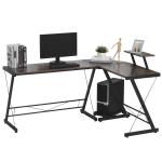 HOMCOM Mesa de Escritorio en Forma de L Escritorio de Ordenador con Soporte de Monitor Estante Independiente 150x150x76cm Madera y Blanco(c-1)