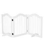 PawHut Barrera de Seguridad Modulable para Mascotas de 3 Paneles Pantalla Barrera de Protección con Sistema Flex de Madera Maciza 154,5x1,8x61 cm Blanco(c-2)