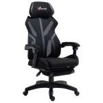 Vinsetto Silla Gaming Giratoria con Reposapiés Retráctil Silla de Oficina Reclinable con Reposacabezas y Altura Ajustable 65x65x119-129 cm Negro y Azul(c-2)