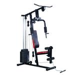 HOMCOM Multiestación Máquina de Musculación con Estribo para Piernas Poleas y Placas de Peso de 45 kg para Entrenamiento Fitness en Hogar Gimnasio 148x108x207 cm Negro(c-3)