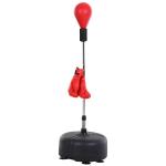 HOMCOM Saco de Boxeo de Pie con Altura Ajustable y Base Rellenable Pera de Boxeo con Soporte y Guantes para Adultos y Adolescentes Ф48x136-154 cm Rojo(c-1)