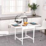 HOMCOM Mesa Plegable de Comedor con Tabla Abatible y 2 Ruedas Mesa Auxiliar Multifuncional para Estudio Cocina 118x70x76,5 cm Roble(c-5)
