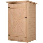 Outsunny Cobertizo de Madera Caseta Exterior Armario Herramientas de Jardinería Doble Puertas Techo Asfáltico Compartimientos de Diferentes Tamaños 127.5x50x164cm Madera Maciza(c-4)