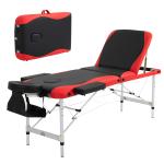 HOMCOM Camilla De Masaje Acolchada de Aluminio Plegable y Portátil para Tatuaje Fisioterapia Deporte 185x60cm Negro y Rojo(c-1)