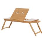 HomCom® Mesa de Ordenador Portátil Bambú Plegable Altura Ajustable 55x35x22-30cm (LxANxAL)(c-3)