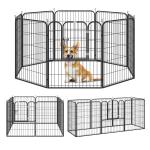HOMCOM Parque para Mascotas Perros 8 Vallas 80x100cm Corral Plegable con Puerta y Doble Pestillo Paneles Metálicos Cerca de Entrenamiento Negro(c-4)