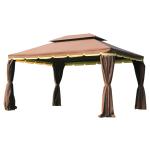 Carpa Cenador para Jardín o Terraza - Color Crema - Acero y Poliéster - 3x3x2,6 m(c-1)