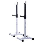 HOMCOM Soporte para Barra de Pesas Estante Ajustable de 12 Niveles Barra Levantamiento Pesas Gimnasio Max. 150 KG Acero 52x48x108-163 cm Blanco(c-3)