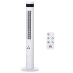 HomCom Torre Ventilador de Pie con Control Remoto y Movimiento Oscilante 3 Modos Temporizador 3 Velocidades Potencia 45W - φ32x96cm(c-2)