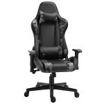 Vinsetto Silla Gaming Ergonómica Silla Gamer Giratoria Reclinable Ajustable en Altura Basculante con Luz LED Reposacabezas y Cojín Lumbar Cuero Sintético 68x68x126-136 cm Negro(c-2)