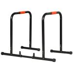 HOMCOM Barras Paralelas Ancho Ajustable Dip Station para Calistenia y Entrenamiento Gimnasio con Asas Antideslizantes de Acero 89-99x62x72 cm Negro(c-3)