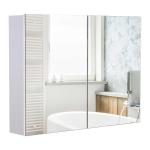 kleankin Armario de Baño con Espejo de Pared con 2 Puertas Armario de 3 Niveles para Almacenamiento Blanco 56x13x58cm(c-4)
