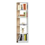 HOMCOM Estantería de Almacenaje con 5 Estantes Librería Multiusos para Estudio Oficina con Base Elevada 45x21x170cm Blanco y Roble(c-3)