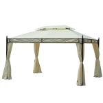 Carpa Cenador para Jardín o Terraza - Color Crema - Acero y Poliéster - 3x3x2,6 m(c-2)