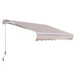 Outsunny Toldo con Brazo Plegable 3x2m Toldo Manual con Manivela Retráctil Ángulo Ajustable Aluminio Protección Solar para Puerta Ventanas Balcón Beige(c-4)