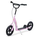 HOMCOM Patinete Scooter 2 Ruedas 12 Pulgadas Monopatín para Niños y Adultos Manillar Ajustable con Freno y Caballete Carga 100kg 120x52x75-86cm Acero(c-1)