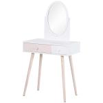 HOMCOM Tocador con Espejo con 2 Cajones 69x49x136 cm Blanco y Rosa(c-1)