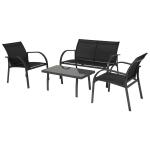 Outsunny Conjunto Mueble Exterior Apto Jardin Patio Terraza Balcón Incluye 2 Sillas 2 Taburetes 1 Mesa para Café con Cojín Suave(c-1)