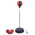 HOMCOM Saco de Boxeo de Pie con Altura Ajustable y Base Rellenable Pera de Boxeo con Soporte y Guantes para Adultos y Adolescentes Ф48x136-154 cm Rojo(c-2)