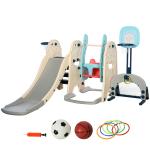 HOMCOM Tobogán Infantil para Niños de +3 Años Tobogán Ancho Plegable con Escaleras Rampa Larga para Jardín Parque Interiores 120x50x56 cm Rojo(c-1)