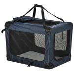 PawHut Transportín Perro Gato Bolsa de Transporte Portátil y Transpirable para Mascotas Plegable con Cojín 3 Puertas y Ventana de Malla 2 Bolsillos 60x41,5x41 cm Azul Oscuro(c-2)