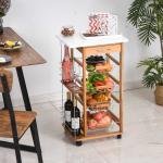 HOMCOM Carrito Cocina Carro Multiusos de 5 Niveles con Cajón Bastidores Laterales Cestas Extraíbles de Metal 4 Ruedas 47x37x83 cm Blanco(c-1)