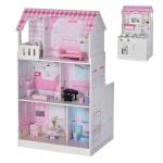 HOMCOM Cocinita de Juguete para Niños de +3 Años Juego de Cocina Infantil Incluye 38 Piezas con Efectos de Luz Sonidos Almacenaje 51x30x73 cm Rosa(c-4)