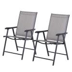 Outsunny Conjunto de 2 Sillas Plegables para Exterior Con Reposabrazos Sillas para Balcones Jardín Terraza 58x64x94 cm Negro Carga 100kg(c-1)