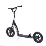 HOMCOM Patinete Scooter 2 Ruedas 12 Pulgadas Monopatín para Niños y Adultos Manillar Ajustable con Freno y Caballete Carga 100kg 120x52x75-86cm Acero(c-2)
