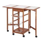 HomCom® Carrito Cocina Servicio Auxiliar Madera Metal Cromado 6 Ruedas(c-1)