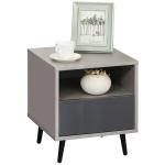 HOMCOM Mesita de Noche con Pies Elevados Cajón y Estante Color Madera Natural 40x30x51 cm(c-1)