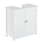 kleankin Mueble Bajo de Lavabo para Baño Suspendido Compacto con 2 Estantes Abiertos y Zona Cerrada 60x30x54 cm Blanco(c-1)