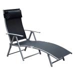 Outsunny Tumbona Plegable de Jardín con Respaldo Ajustable a 7 Niveles Acero y Textliene con Almohada Relax en Exterior Piscina Terraza Camping - Gris - 137x63.5x100.5cm(c-2)